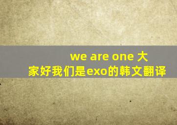 we are one 大家好我们是exo的韩文翻译